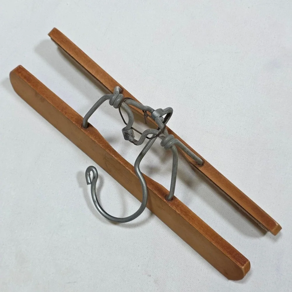Matchless Pant Hanger 9.5in Brown Vintage Wood Clamp Metal Hook Quality Rustic